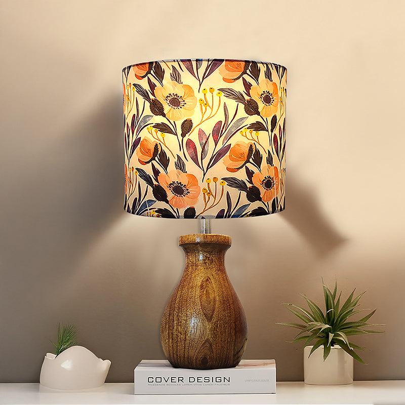 Poppy Peach Fabric Table Lamp - Set of Two