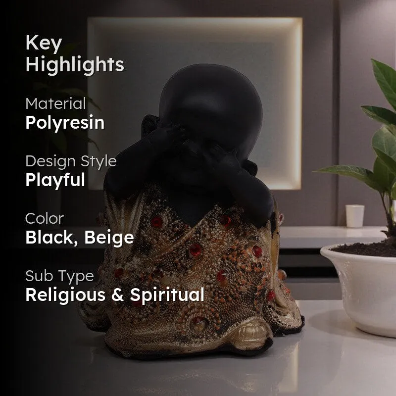 Harmony Laughing Buddha Showpiece - Black media 2