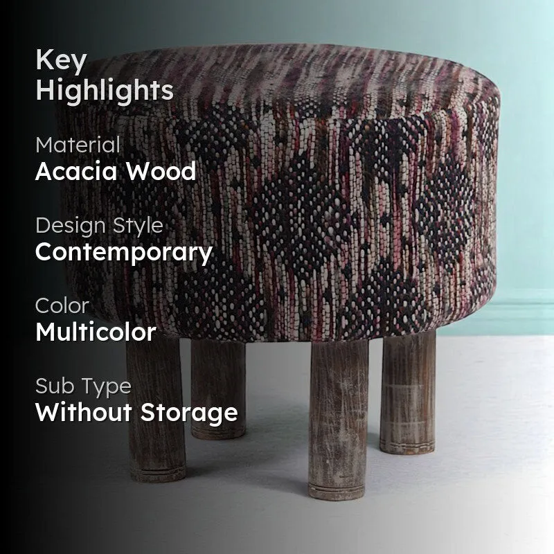 Cverix Acacia Wooden Ottomans - Multicolor media 2