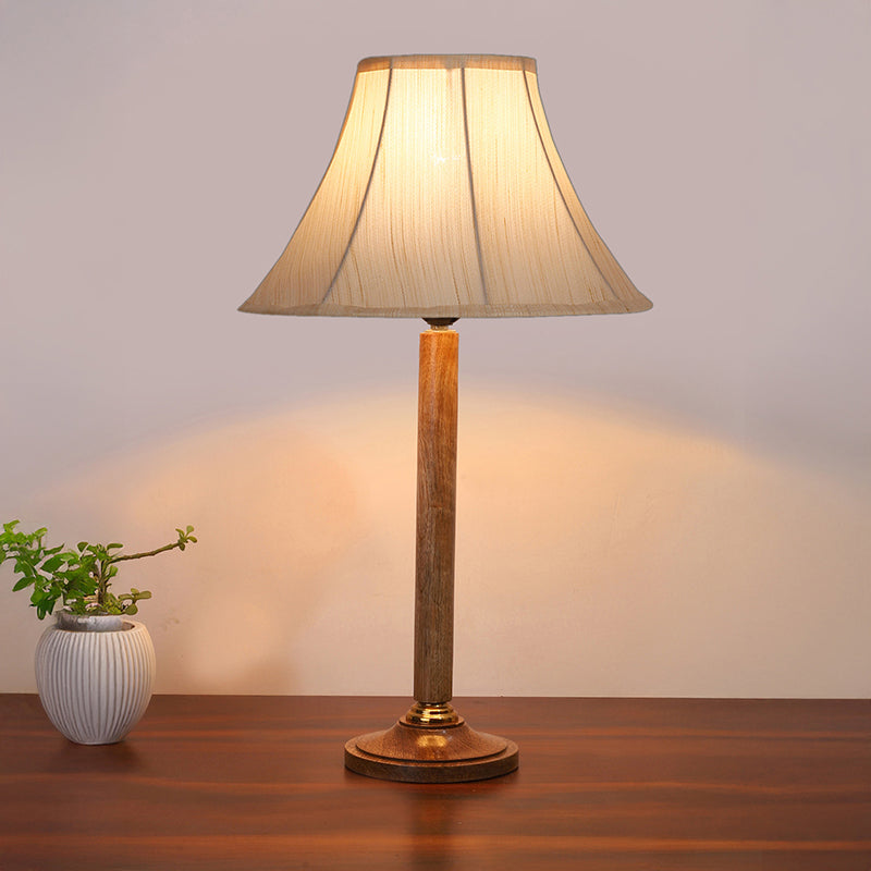 Craft Beam Table Lamp With Wooden Base - White,Brown