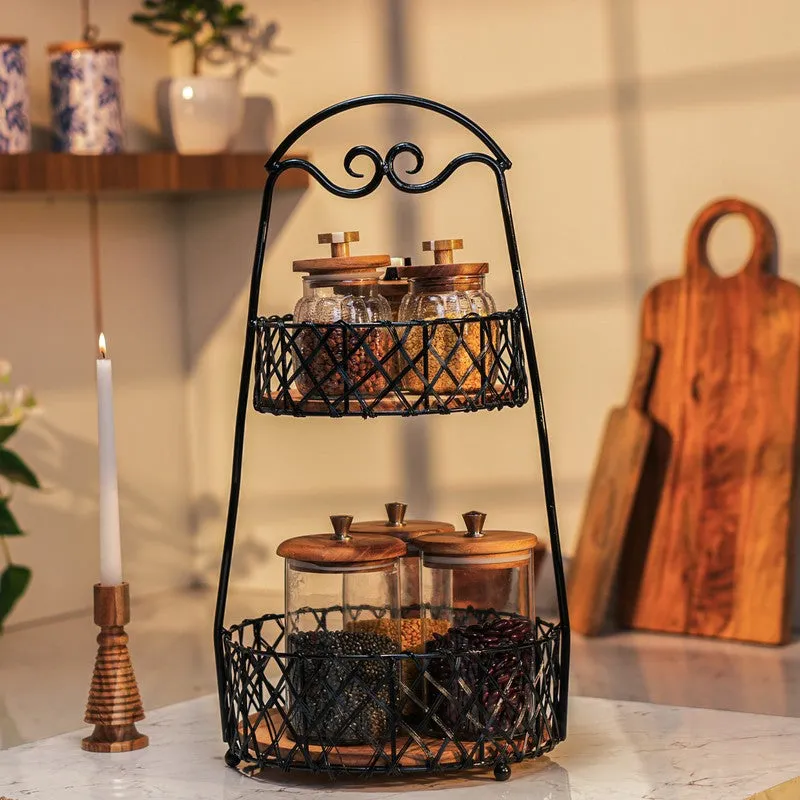 Harvest Metal Two-Tier Fruit Basket Stand media 1