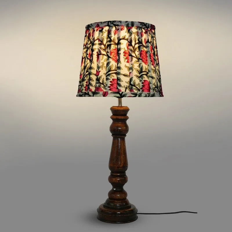 Royal Chintz Wooden Base Cotton Table Lamp - Multicolor media 4
