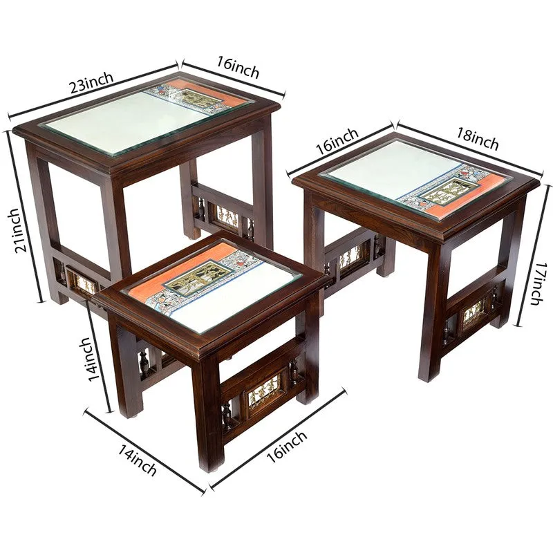 Monaco Teak Wood Nesting Stools - Set of Three media 8