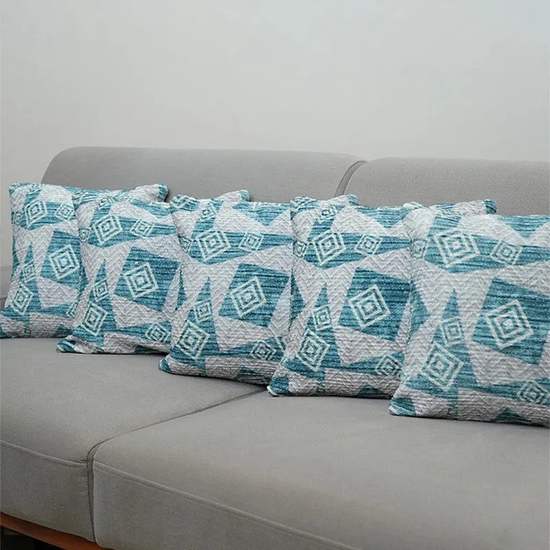 SquareDrift Cushion Cover (Blue) - Set Of Five media 3