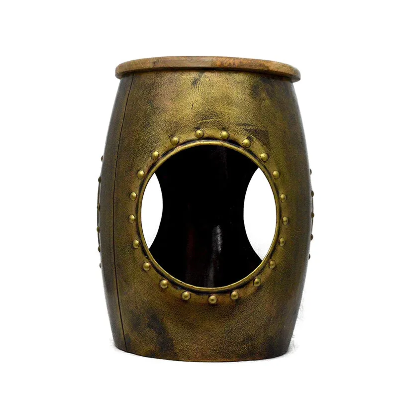 Saanvi Iron & Wood Stool - Green media 3