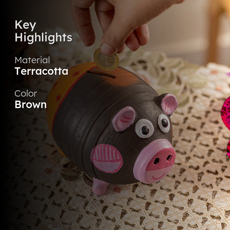 Coin Oink Terracotta Piggy Bank - Orange media 2