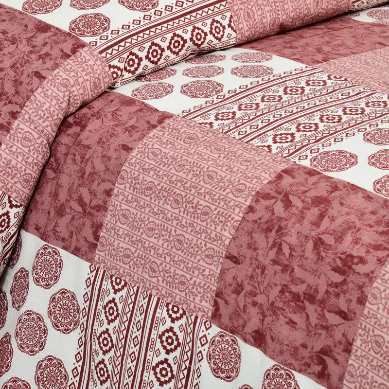 Lamora Ethnic Cotton Bedsheet (Pink,White) - 160 TC media 4