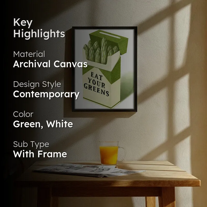 Eat Your Greens Archival Canvas Wall Art - Black media 2
