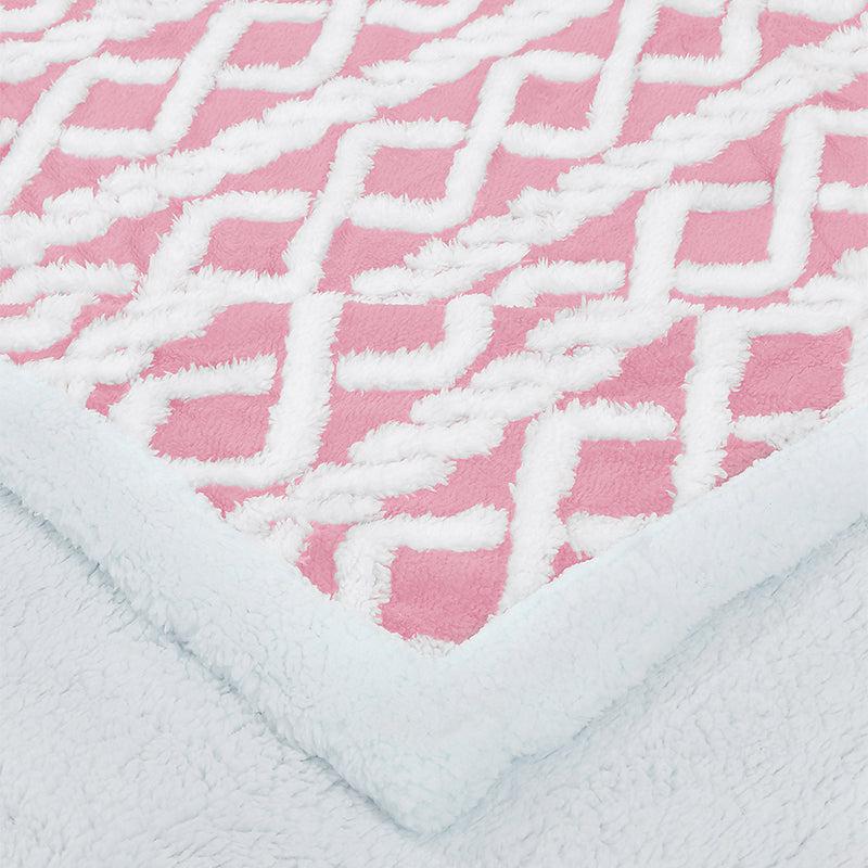 Oriella Geomatric Faux Fur Blanket (Pink)  - 210 GSM media 4