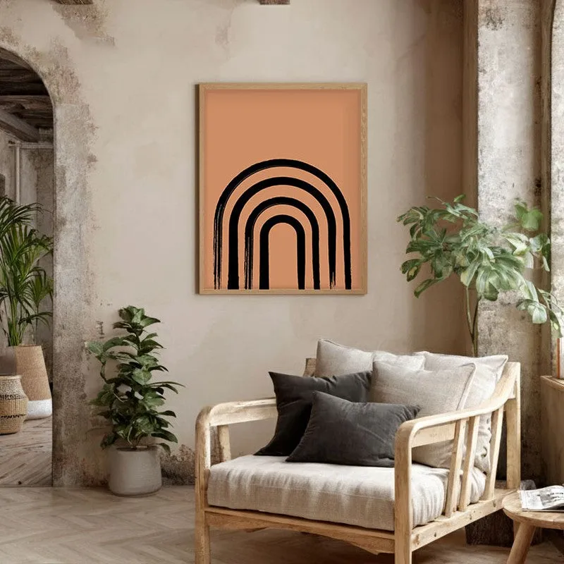 Linear Zen Canvas Wall Painting With Brown Frame media 5
