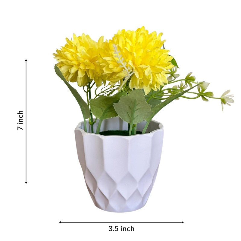 Cadris Ceramic Vase With Artificial Flower (Yellow) - Set Of Two media 6