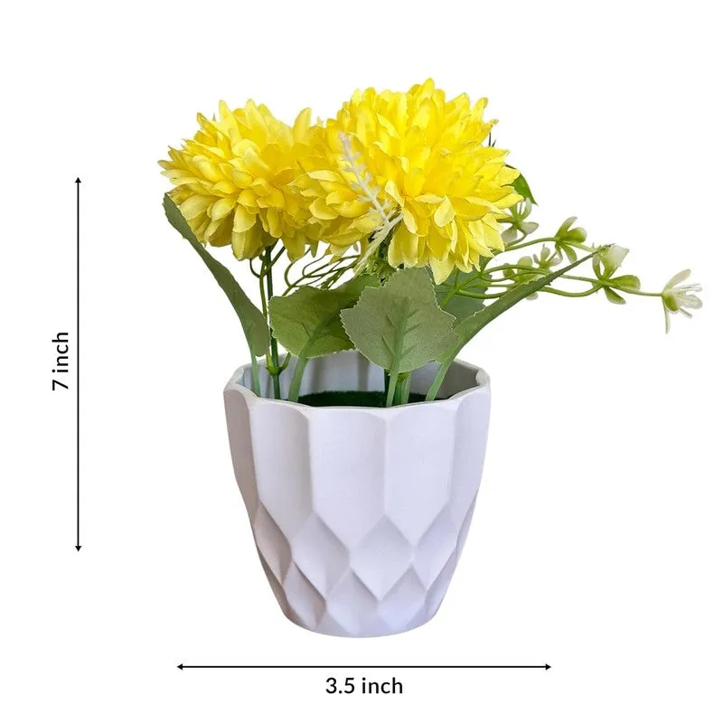 Cadris Ceramic Vase With Artificial Flower (Yellow) - Set Of Two media 6