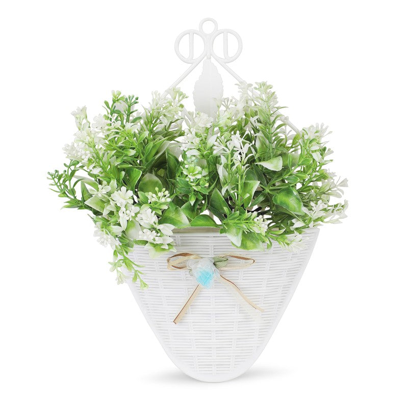 Softline Jasmine Artificial Flower With Wall Pot (White) - Set Of Two media 3