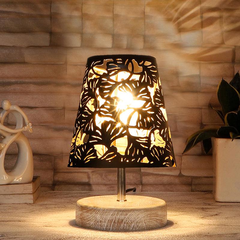 Rexa Flora Etched Metal Table Lamp - Black,Brown