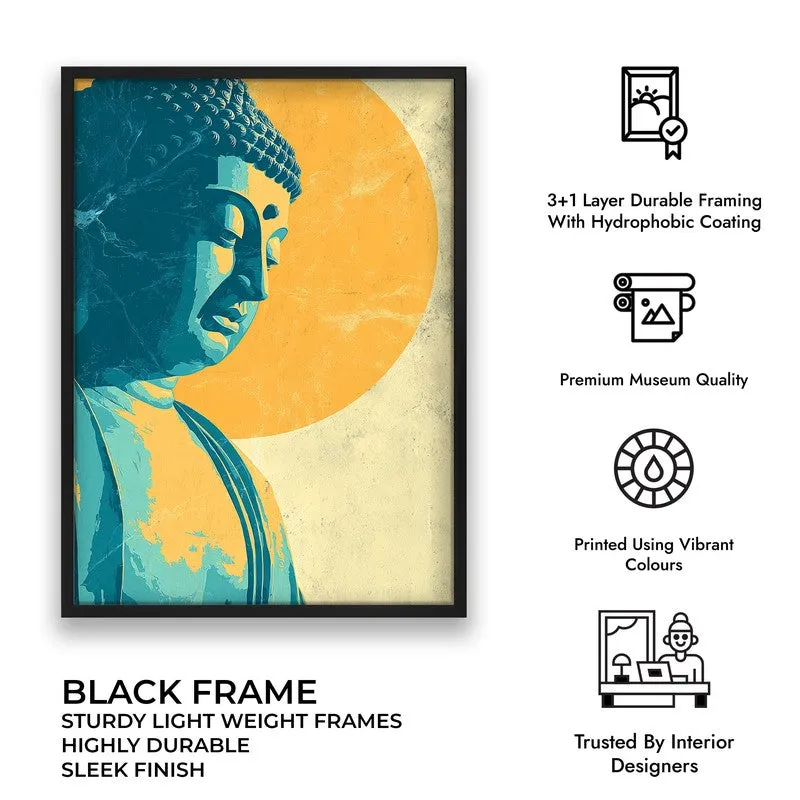 Peaceful Buddha In Meditative Calm I Archival Paper Wall Painting With Black Frame media 9