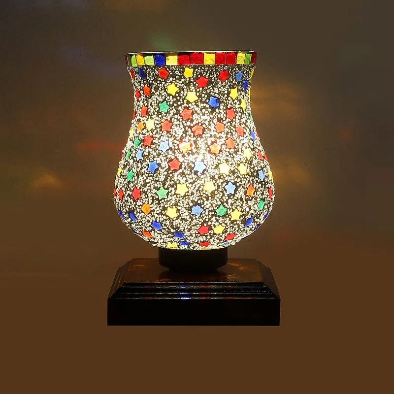 Spektrum Mosaic Glass Table Lamp With Wooden Base - Multicolor media 8