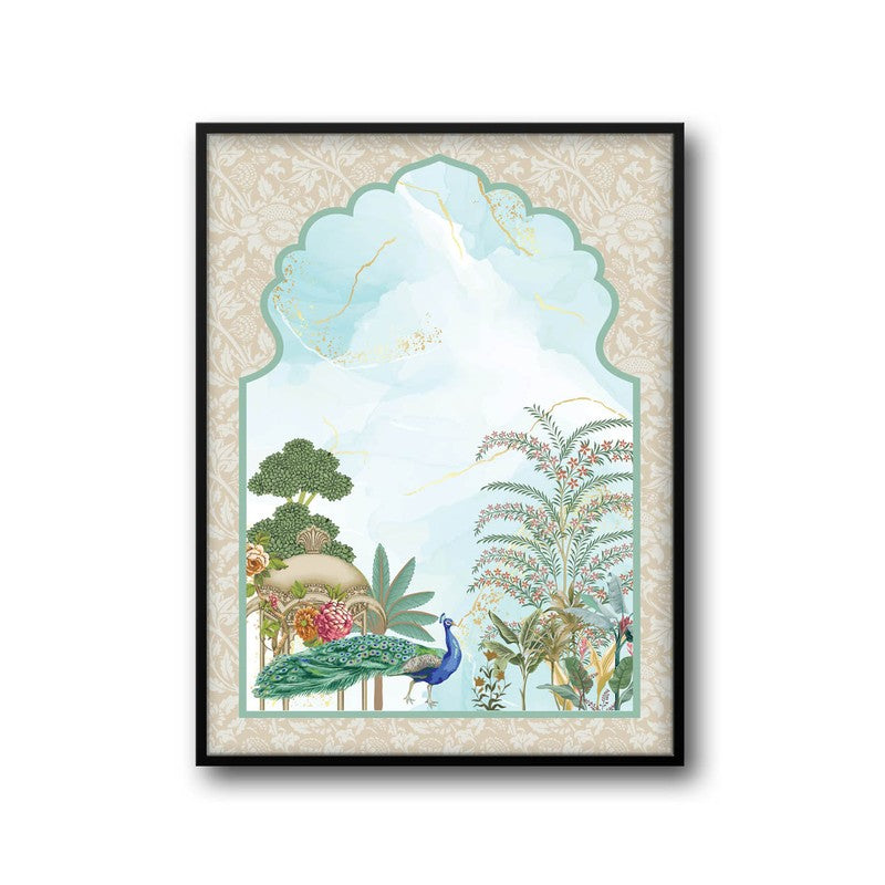 Imperial Garden Framed Jharokha Canvas Wall Painting media 6