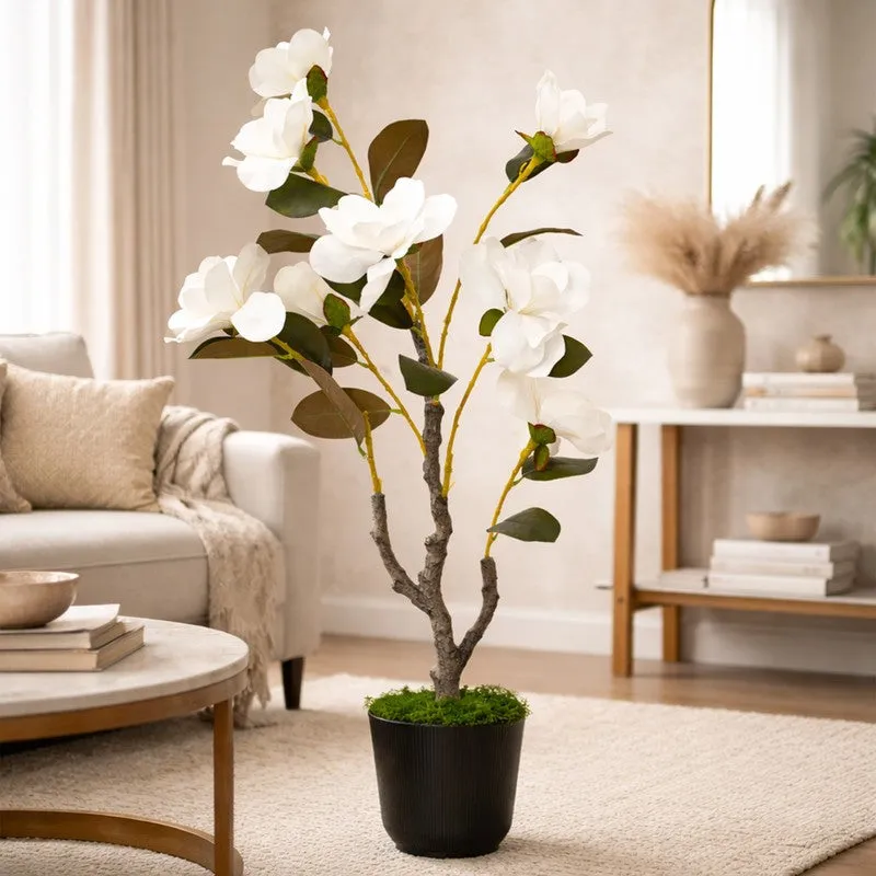 EternaFlora Magnolia Artificial Plant With Black Plastic Pot - 91 cm (3 ft) media 5