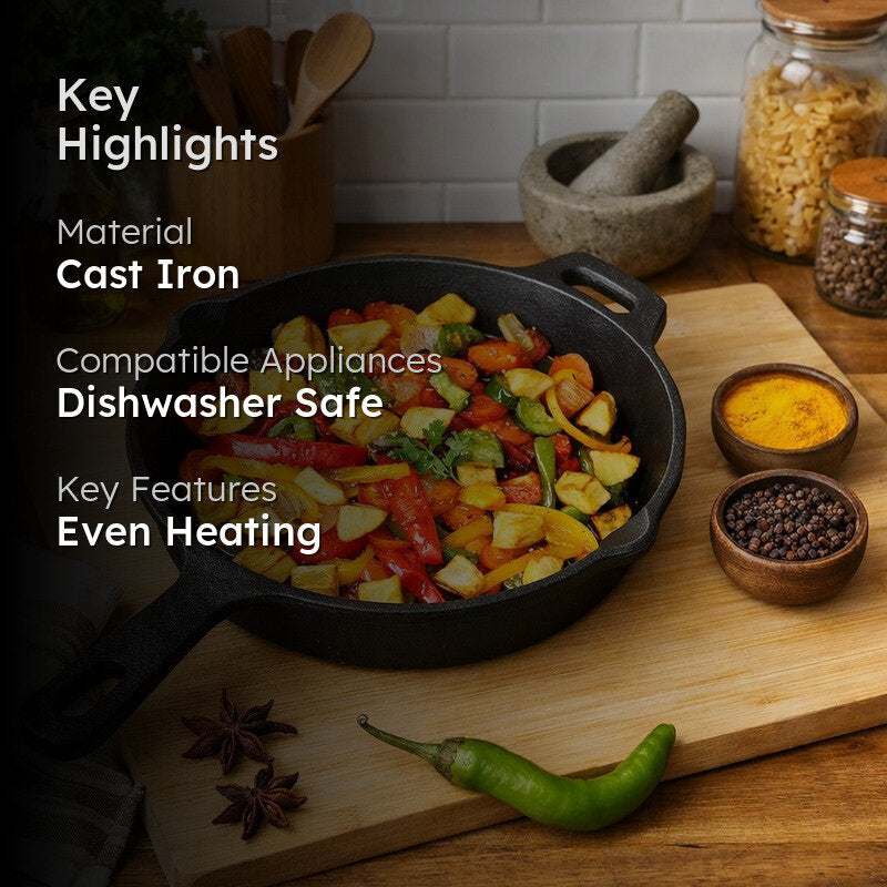Solara Brewo Cast Iron Frying Pan with Handle - 25 CM media 2