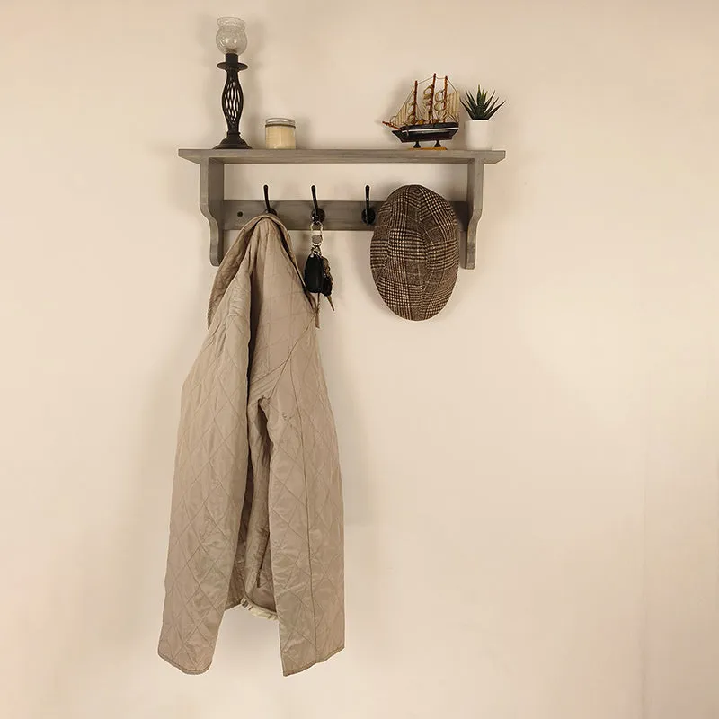 Virasat Wooden Wall Shelf Organiser with Key Holders media 3