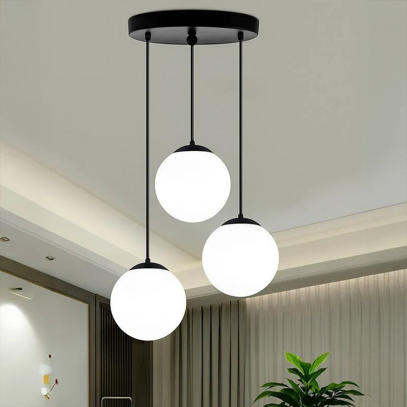 Sand thread Glass Ceiling Lamp - Black & White media 1