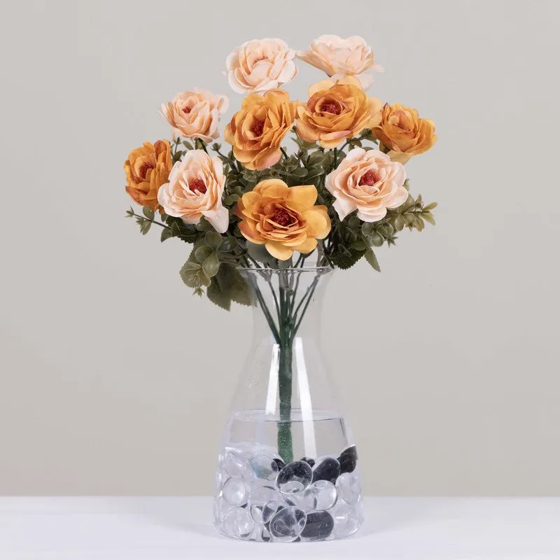 Realistic Artificial Rose Bunch - Orange & Ivory media 3