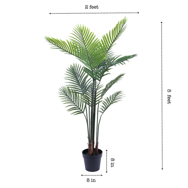 Artificial Realistic Areca Palm Plant With Black Plastic Pot - 4.9 Feet media 8