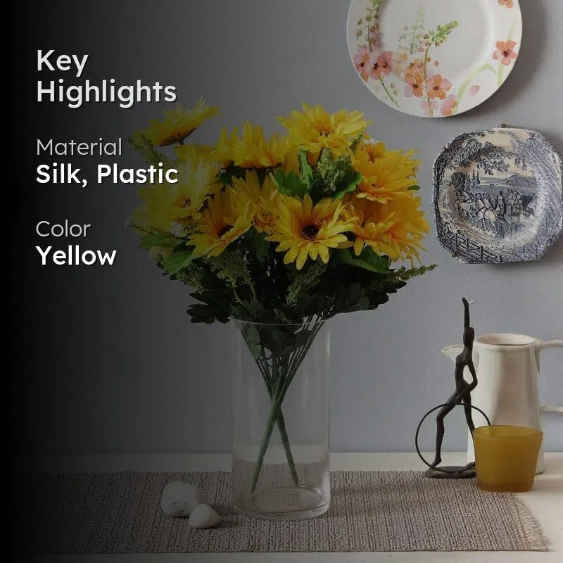 Faux Garabara Daisy Flower Bunch - Yellow media 2