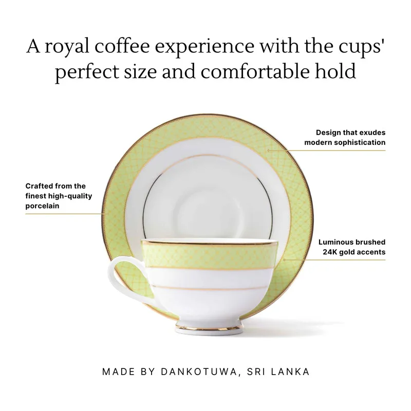 Princely 24k Gold Brushed Porcelain Tea Cup & Saucer (280 mL) - Set of Six media 4