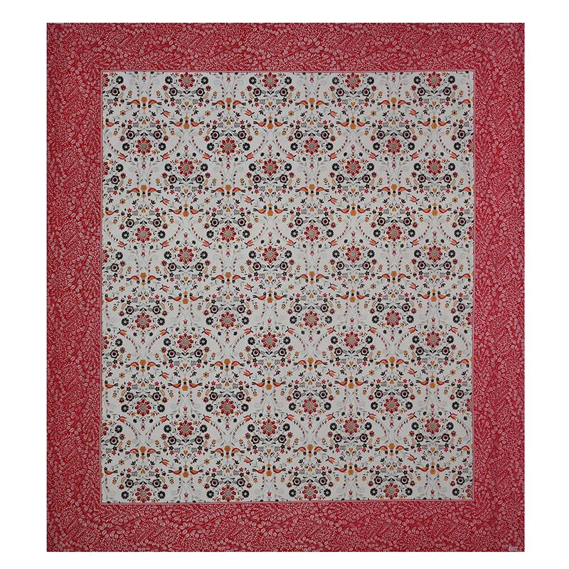 Aasiya Ethnic Cotton Bedsheet (Grey,Red) - 180 TC media 5