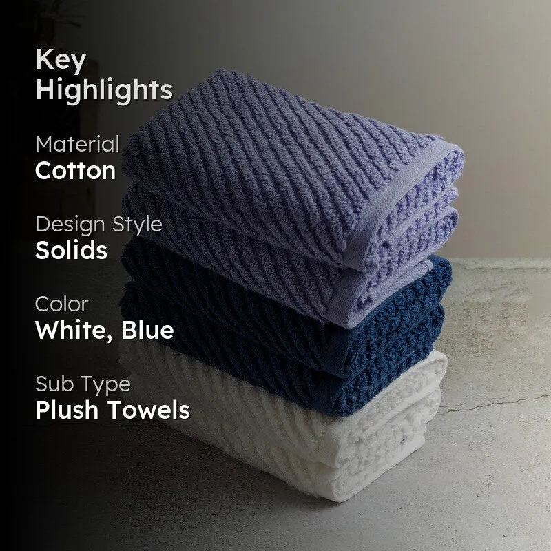 Nautica Riviera Soft Cotton Hand Towel (White, Dark Blue & Blue) - Set Of Six media 2