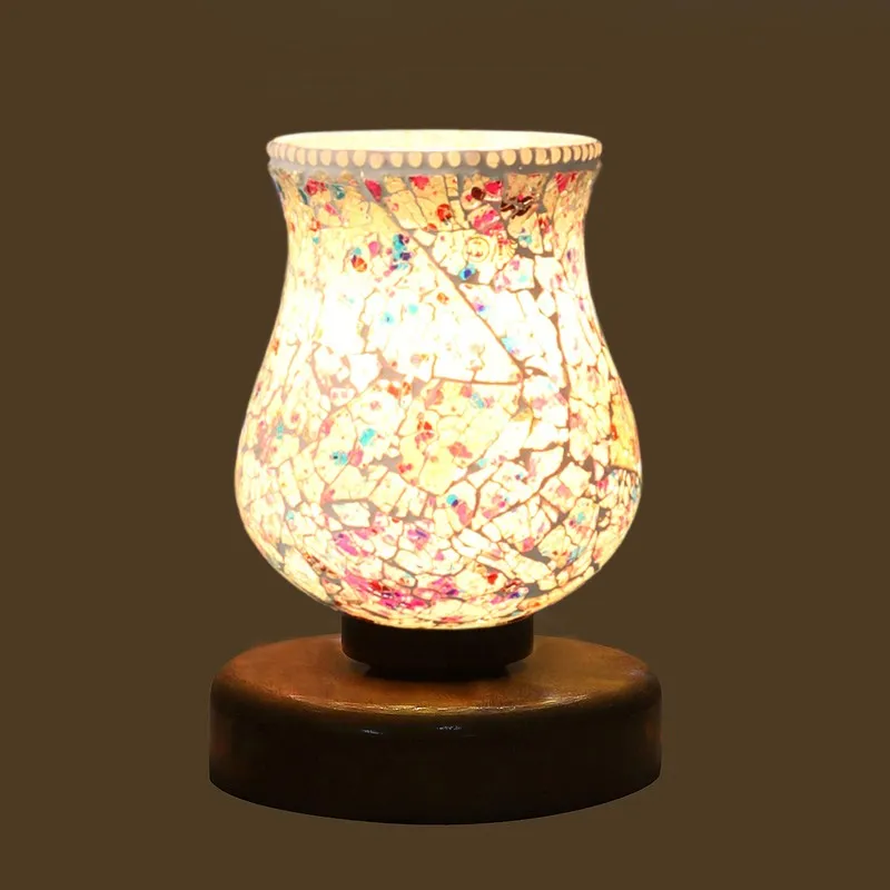 Flareva Mosaic Glass Table Lamp With Wooden Base - Multicolor media 6
