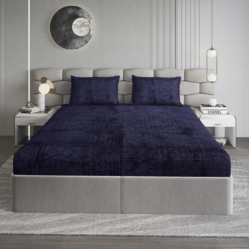Monte Carlo Color Drift Bedsheet (Navy Blue) - 280 GSM media 1
