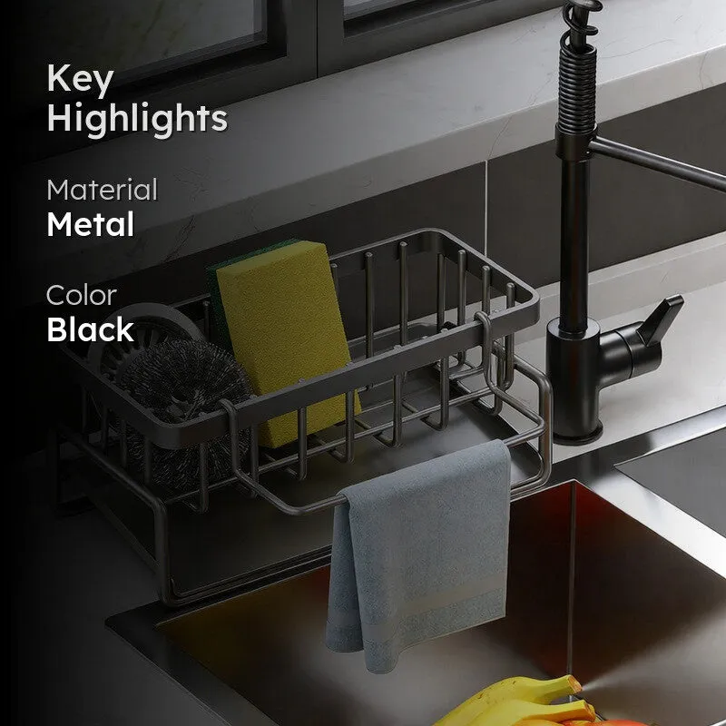 Stainless Steel Kitchen & Bathroom Organizer Rack - Black media 2