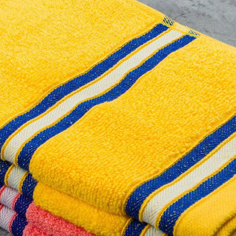 Nautica Dove Dual Down Cotton Hand Towel (Yellow & Coral) - Set Of Four media 5