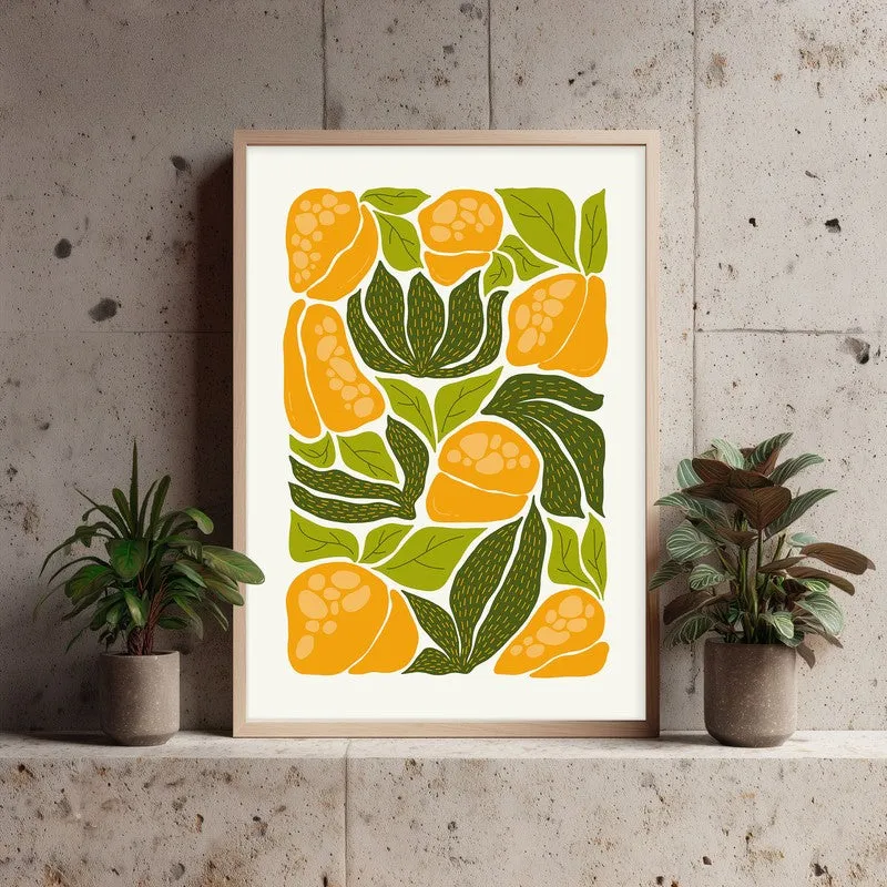 Sunlit Botanic Blooms Archival Canvas Wall Art - Natural Brown Frame media 4
