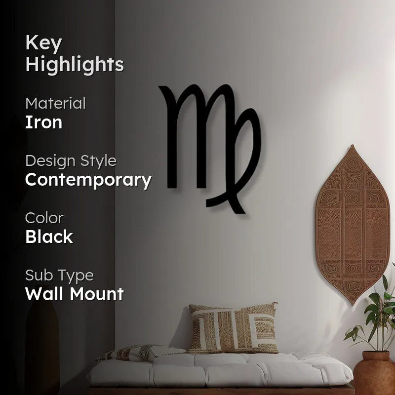 Virgo Zodiac Sign Black Iron Wall Accent media 2