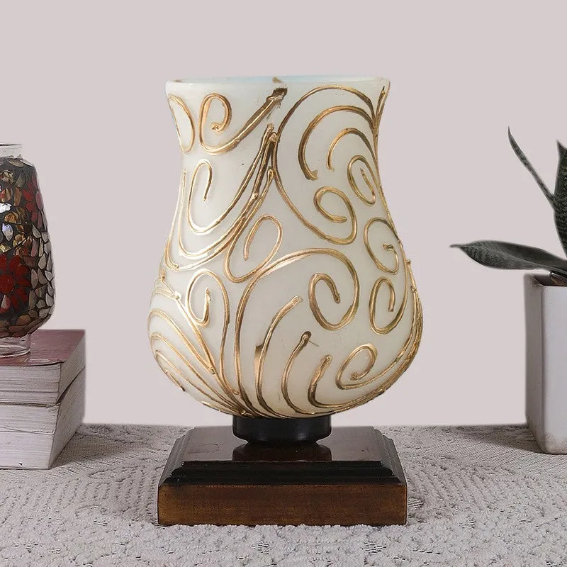 Spark Mosaic Glass Table Lamp - White & Gold media 4