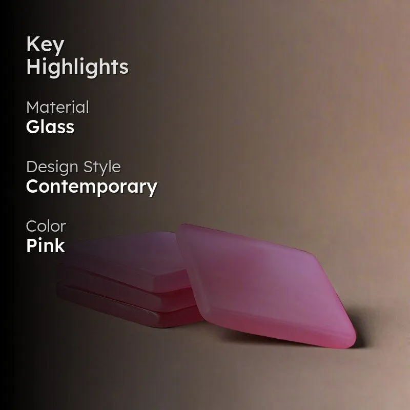 Glossy Square Glass Coaster (Pink) - Set Of Four media 2