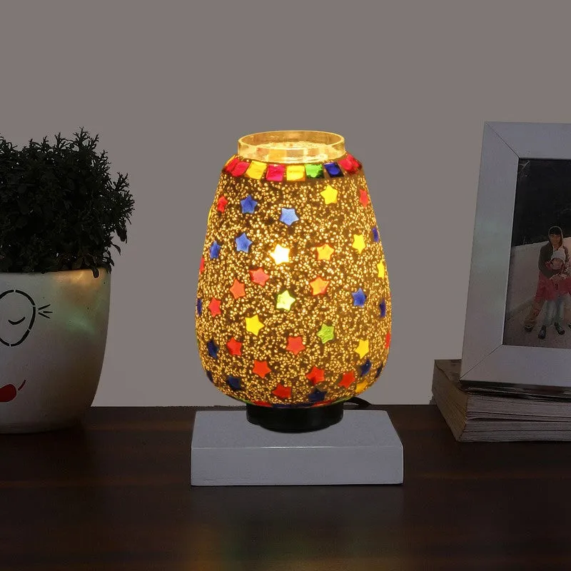 Stellune Glass Table Lamp With Wooden Base - Multicolor media 3