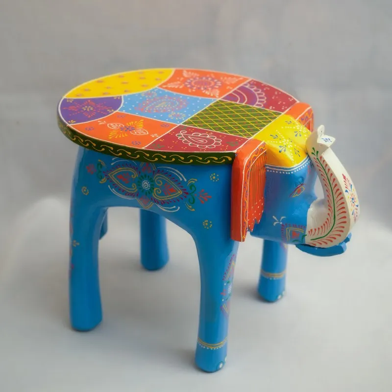 Kivra Ethnic Painted Mango Wood Stool media 4