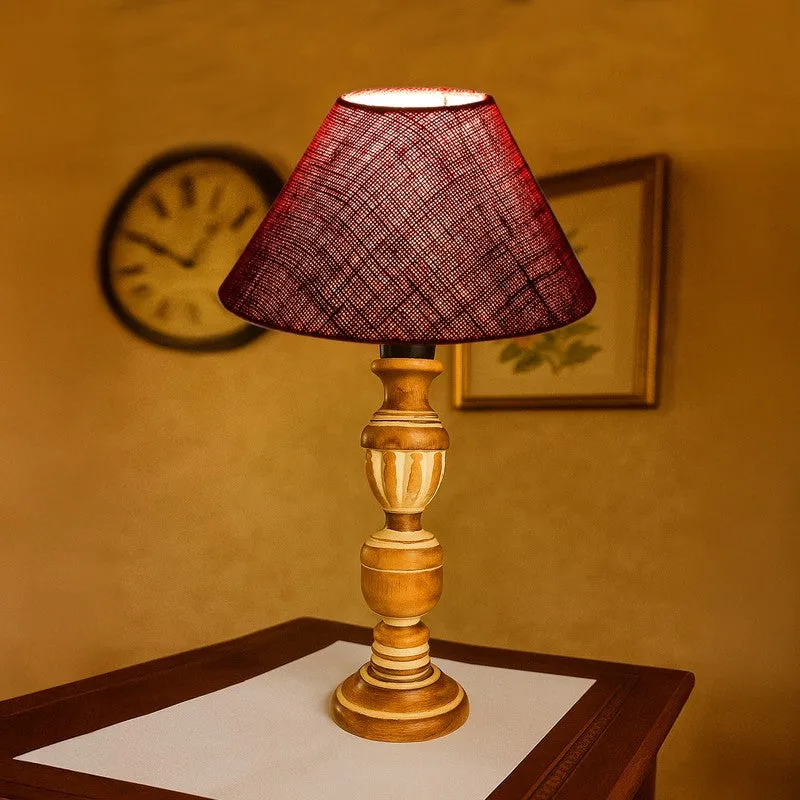 Zenrae Veil Wooden Table Lamp - Maroon media 3