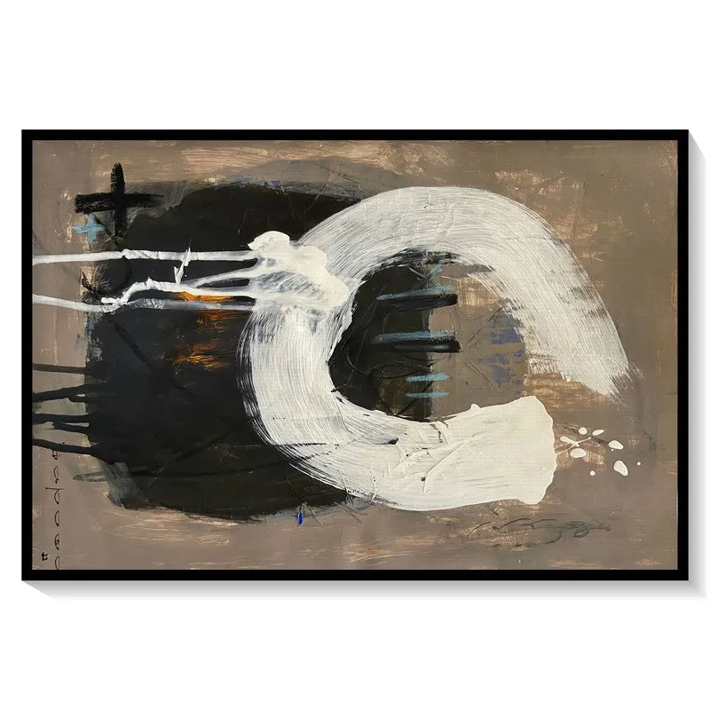 Fresh Start Abstract Canvas Painting - Brown - Black Frame media 8