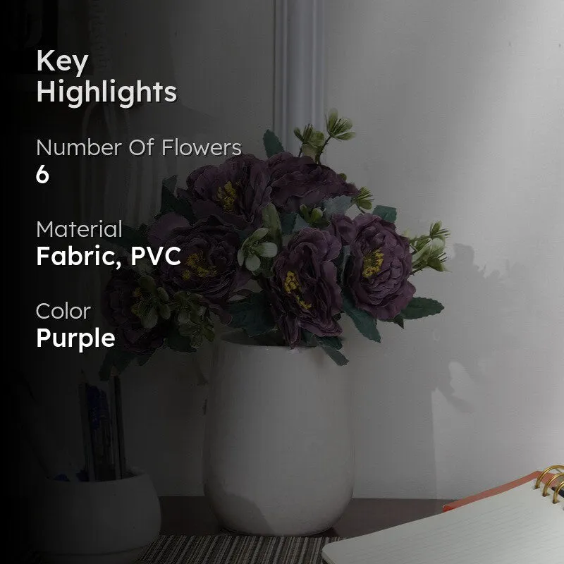Elegant Artificial Peony Flower Bunch - Purple media 2