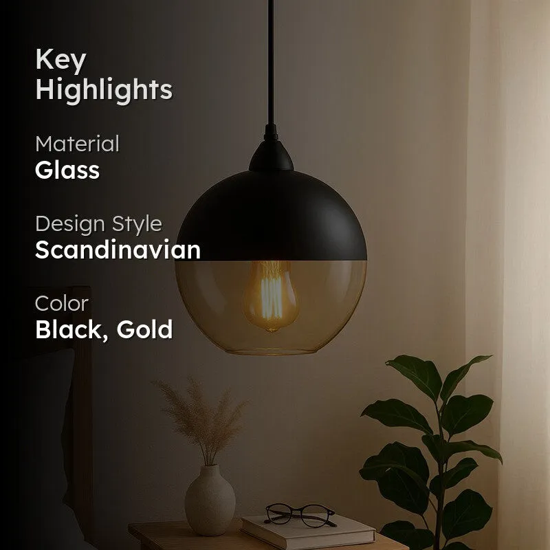 DuoTone Globe Glass Ceiling Lamp - Black media 2