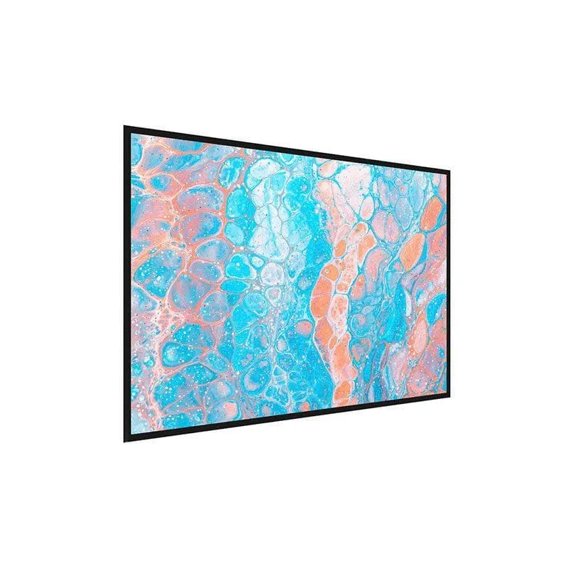 Lagoon Blue Abstract Canvas Painting - Black Frame media 3