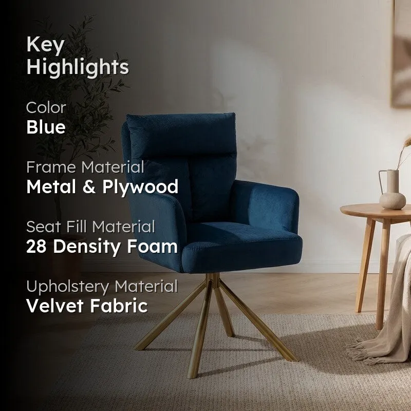 Arvella Neem Wood Accent Chair - Blue media 2