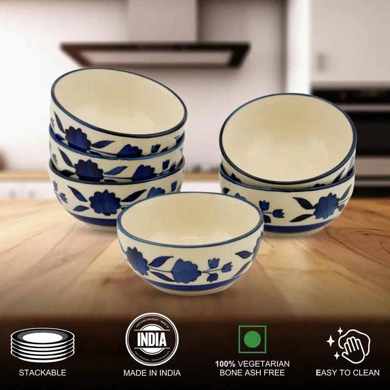 Niblet Ceramic Snack Bowls (Blue, 180 mL Each) - Set Of Six media 6