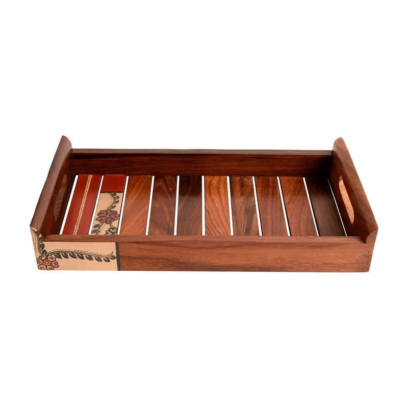 Gala Handpainted Sheesham Wood Serving Tray media 2