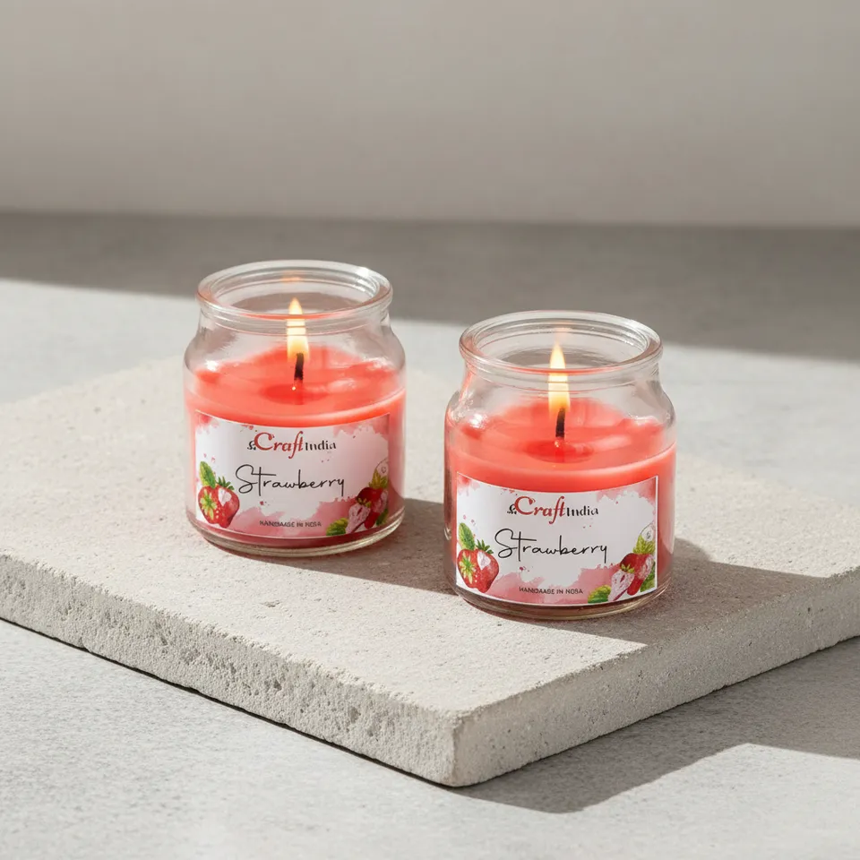 Nithya Strawberry Scented Jar Candle - Set Of Two media 1